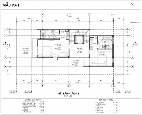 Mẫu biệt thự An Vượng số 1 diện tích 189m2 tầng 2