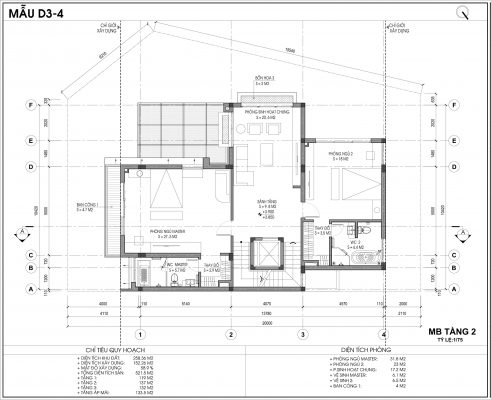 Thiết kế biệt thự An Vượng Villa mẫu D3-4 diện tích 258.36m2 tầng 2