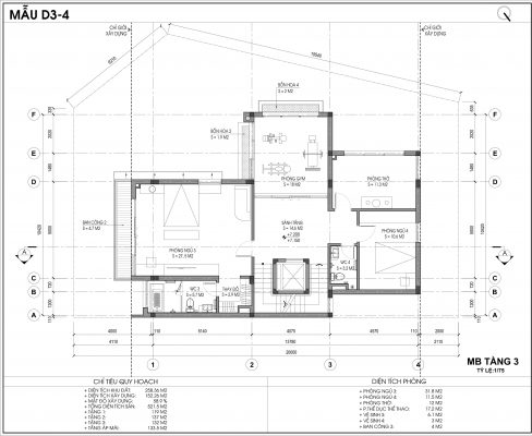 Thiết kế biệt thự An Vượng Villa mẫu D3-4 diện tích 258.36m2 tầng 3