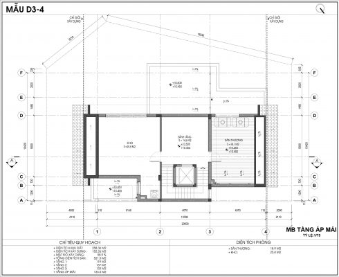 Thiết kế biệt thự An Vượng Villa mẫu D3-4 diện tích 258.36m2 tầng 4