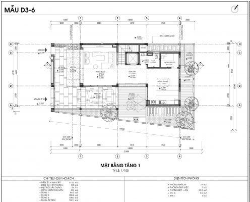 Thiết kế biệt thự An Vượng Villa mẫu D3-6 diện tích 215.4m2 tầng 1