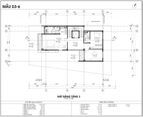 Thiết kế biệt thự An Vượng Villa mẫu D3-6 diện tích 215.4m2 tầng 3