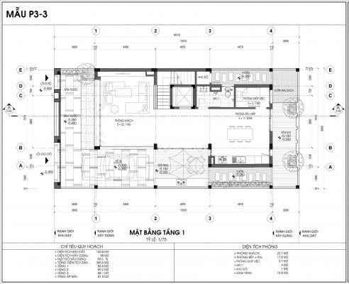 Thiết kế biệt thự An Vượng Villa mẫu 3 diện tích 164.8m2 tầng 1