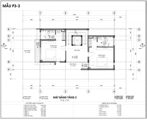 Thiết kế biệt thự An Vượng Villa mẫu 3 diện tích 164.8m2 tầng 2