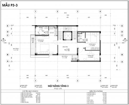 Thiết kế biệt thự An Vượng Villa mẫu 3 diện tích 164.8m2 tầng 3