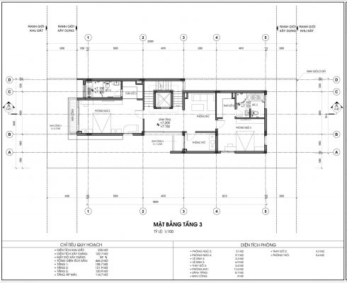 Mặt bằng thiết kế biệt thự An Vượng Villa Mẫu số 4 Diện tích 225m2 tầng 3