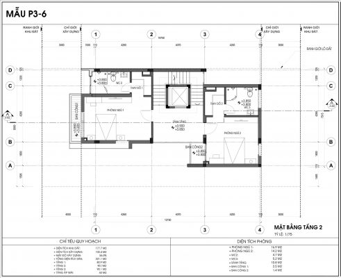 Thiết kế biệt thự An Vượng Villa mẫu 6 diện tích 177.7m2 tầng 2