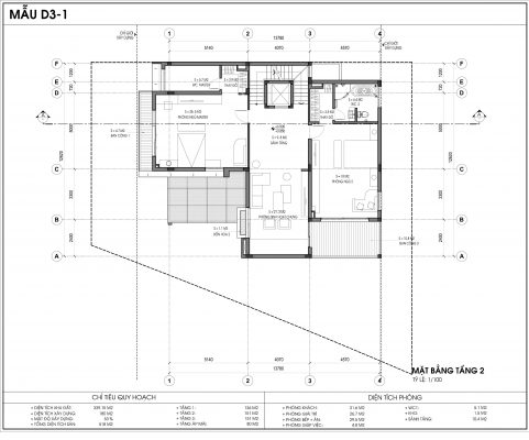 Thiết kế biệt thự An Vượng Villa mẫu D3-1 diện tích 339.15m2 tầng 2