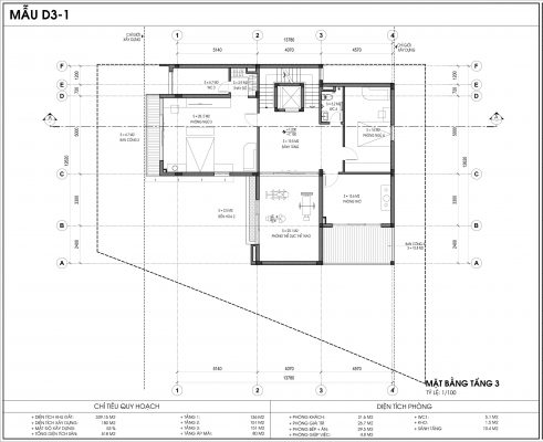 Thiết kế biệt thự An Vượng Villa mẫu D3-1 diện tích 339.15m2 tầng 3