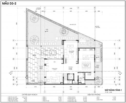 Thiết kế biệt thự An Vượng Villa mẫu D3-2 diện tích 339.15m2 tầng 1