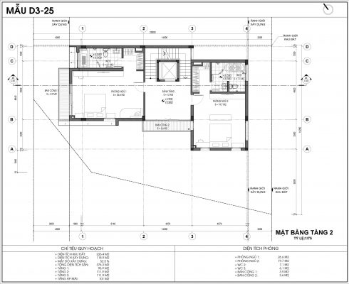 Thiết kế biệt thự An Vượng Villa mẫu D3-3 diện tích 226.4m2 tầng 2