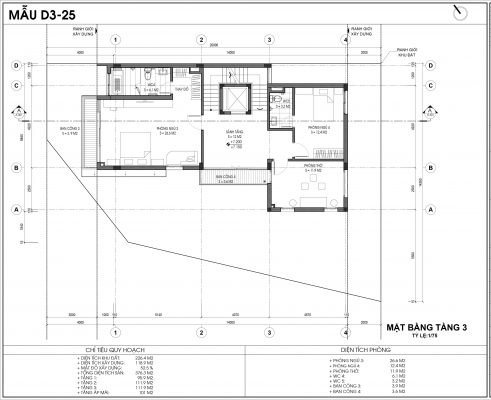 Thiết kế biệt thự An Vượng Villa mẫu D3-3 diện tích 226.4m2 tầng 3